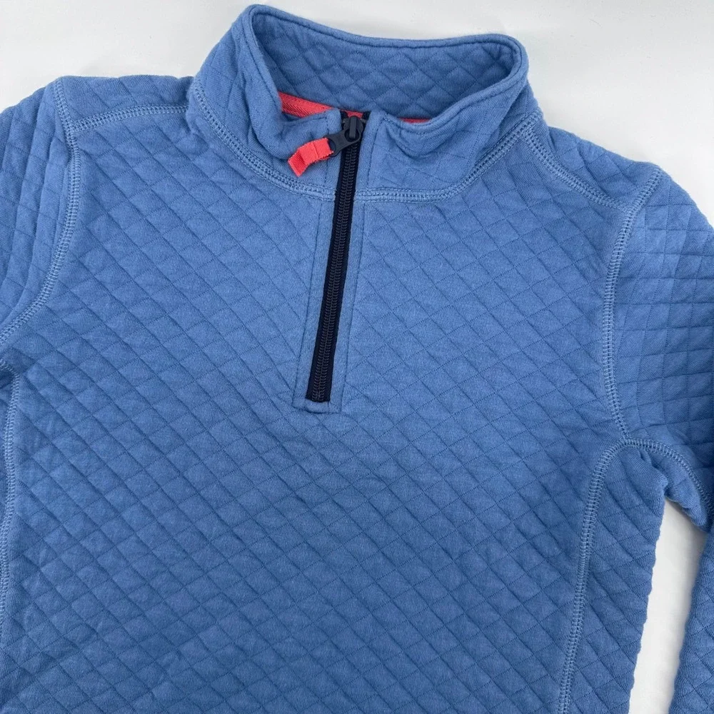 Crewcuts Quilted Pullover Kids Size 6-7 Blue Diamond Stitch Quarter Zip Sweater